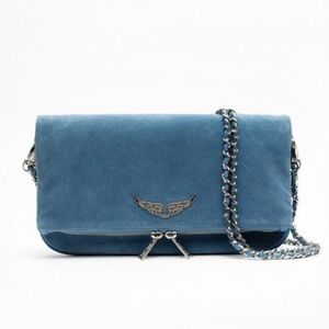 Zadig & Voltaire Blue Suede Rock Clutch w/ Straps